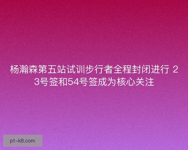杨瀚森第五站试训步行者全程封闭进行 23号签和54号签成为核心关注